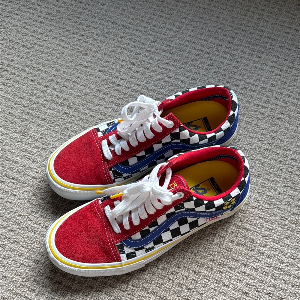 Vans Red and Blue Checkerboard Sneakers
